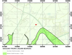 Geological map of the area around Aylesby. BGS © UKRI.