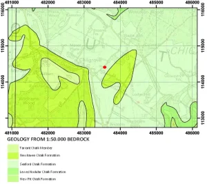 Geological map of the area around Chilgrove House. BGS © UKRI.