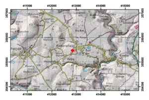 Topographic map with hillshade of the area around Alstonefield. BGS © UKRI.