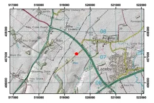 Topographic map with hillshade of the area around Aylesby. BGS © UKRI.