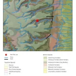 Map of New Red Lion showing geology and water level contours. BGS © UKRI.