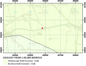 Geological map of the area around Wetwang. BGS © UKRI.