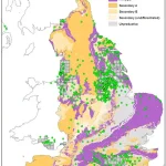Recorded hydrocarbon wells (conventional oil and gas, mine gas, coal-bed methane) and BEIS-licensed blocks in England. Contains public sector information licensed under the Open Government Licence v3.0