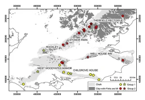 Figure 4: Location of boreholes within the two clusters and the overlying Clay–with–Flints and till. BGS © UKRI.