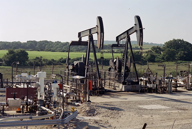 Two 'nodding donkey' oil wells