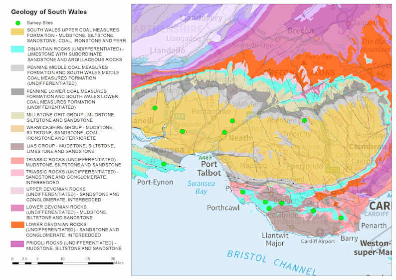 A map of the geology of south wales
