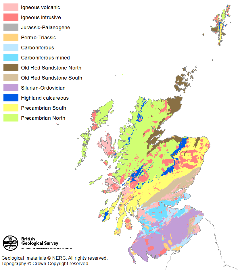 A map of scotland with its groundwater aquifers