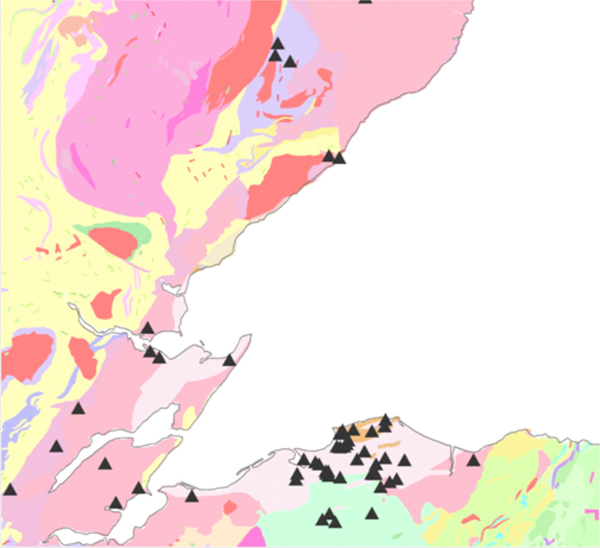 Map of the Moray Firth showing sampling points