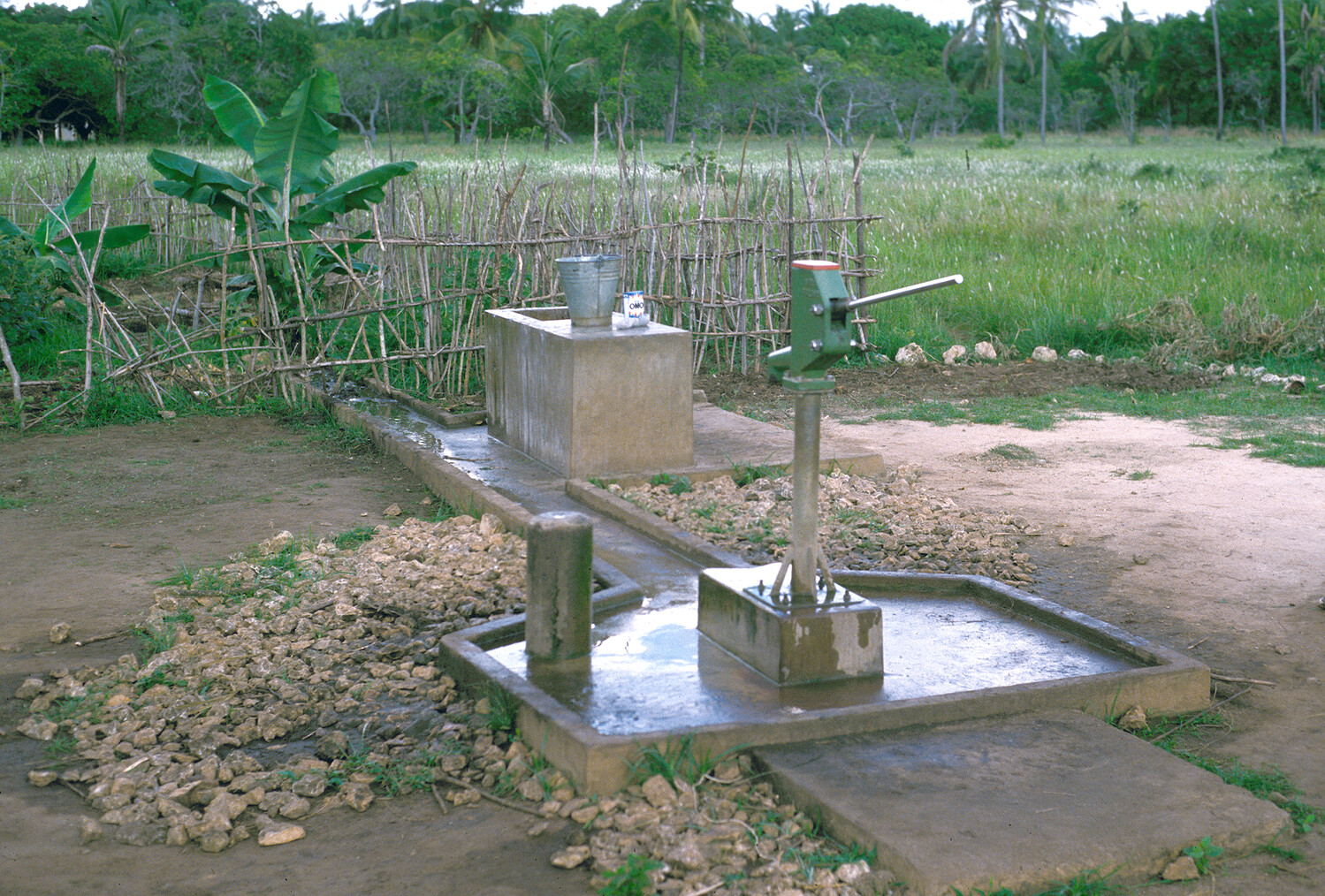 Borehole in Malawi being used to irrigate crops.