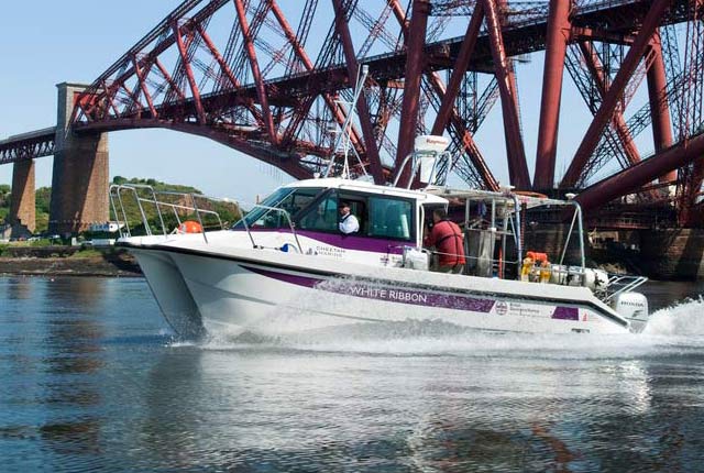 BGS White Ribbon boat on the Firth of Forth