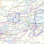 Area considered prospective for oil-mature Carboniferous shale (in blue), Midland Valley of Scotland. Contains Ordnance Survey data ©Crown copyright 2014.