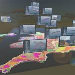 Regional geological visualisation models displayed with the geological model data in GeoVisionary.