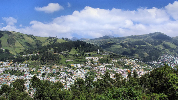 Quito, capital of Ecuador, sits on the side of an active volcano.