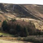 The Banc Dolhefa landslide. (Photograph courtesy of C. Humphrey Mid Wales Geology Club).