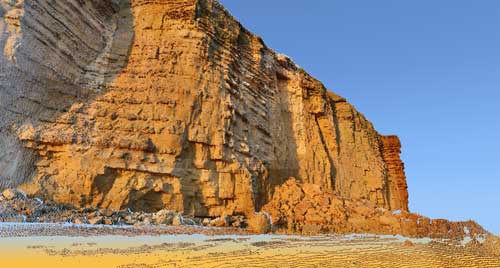 3D image of failed cliff at Burton Bradstock generated from a LiDAR, laser scanner, survey undertaken by BGS.