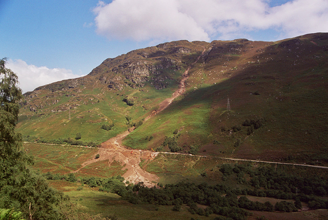The landslides on the A85, Glen Ogle Lochearnhead, Scotland.