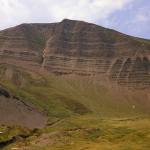 The Mam Tor landslide showing the 70 m high backscarp.