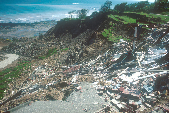 Looking down the landslide.