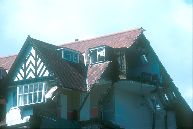 Damage to the roof.