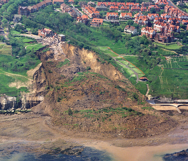 Holbeck Hall landslide from the air.