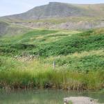 Photograph of Mam Tor landslide taken from the debris flow looking towards the backscarp.