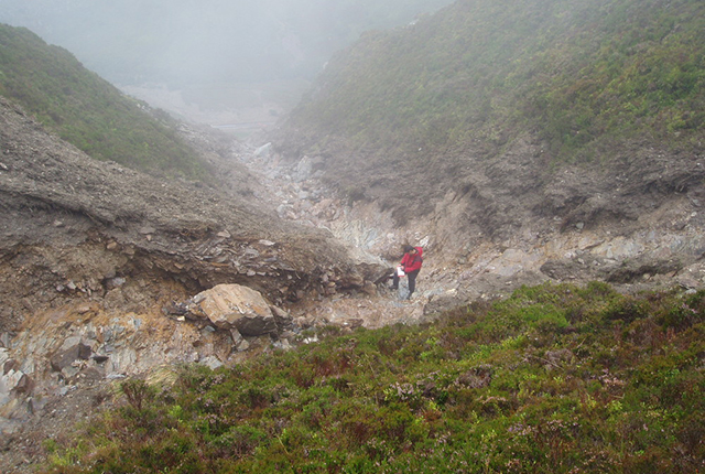 View of landslide track.