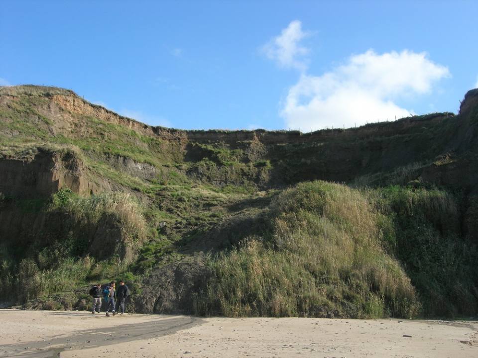 Kettle Hole nearby with remains of mudflow — an example of landslides in Nefyn Bay.