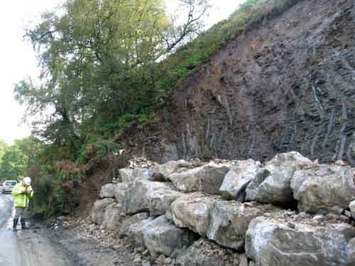 The completed remediation work at the landslide site at map location 2 west of Blubberhouses.