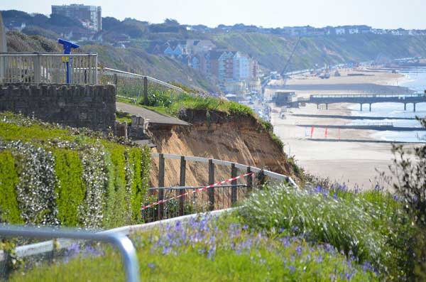 Backscarp of the East Cliff landslide, Bournemouth, 24 April 2016.