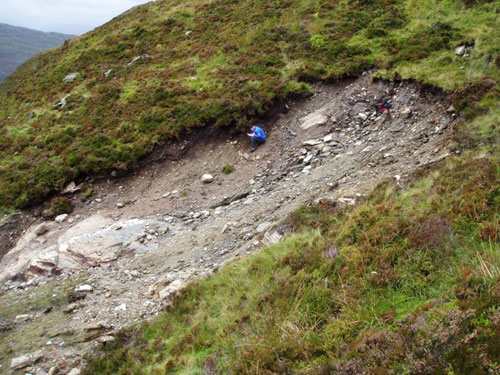 Figure 2 Back scarp of the shallow planar slide at Glen Ogle.