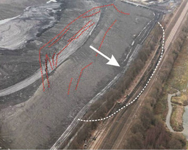 12 February 2013: Interpretation of the landslide morphology in its early stages (Photo: © NetworkRail)