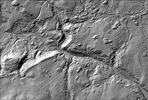 Figure 3 Hillshade relief map taken from NEXTMap Britain elevation data from Intermap Technologies.