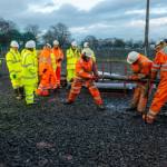 Drillers pulling up core samples at the Glasgow observatory. BGS©UKRI