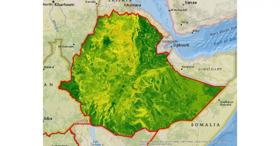 Landslide susceptibility map of Ethiopia, produced for the World Bank national risk profile (2016)