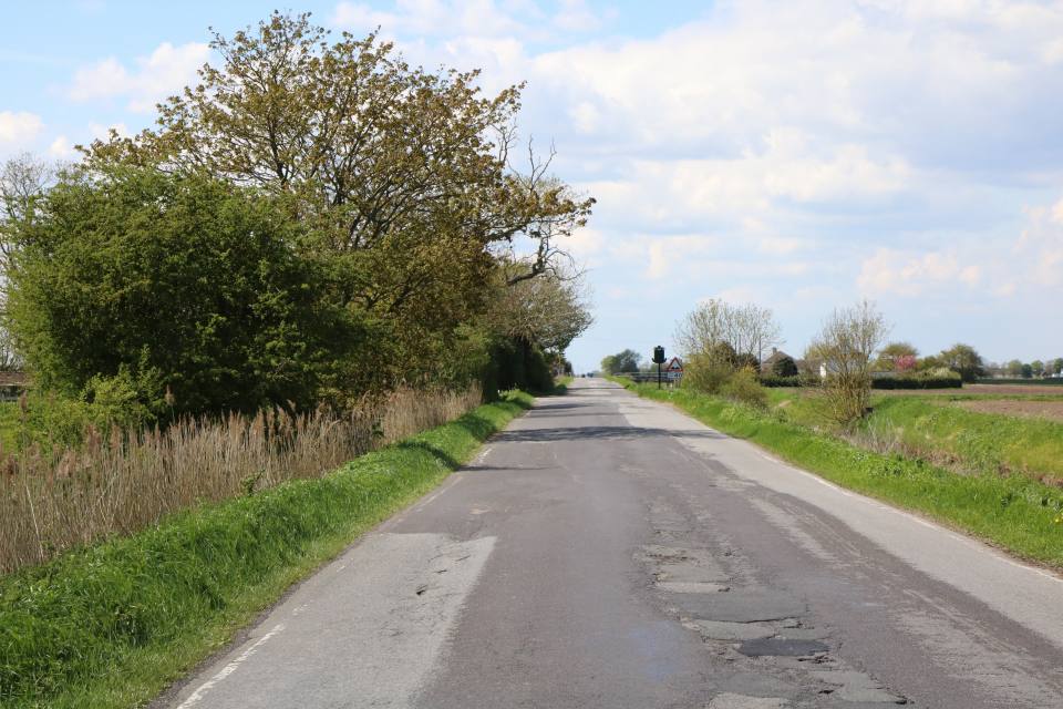 Several phases of repair to a road in Lincolnshire that had suffered ground movement.