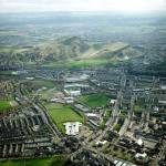 Oblique aerial view of Edibnurgh showing green infrastructure throughout the city