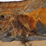 Coastal section showing erosion and cliff retreat, Walton-on-the-Naze, Essex.