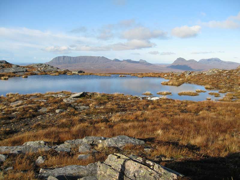 View of Ben More Coigach and Stac Pollaidh, from Beinn Eilideach, 4km south-east of Ullapool.