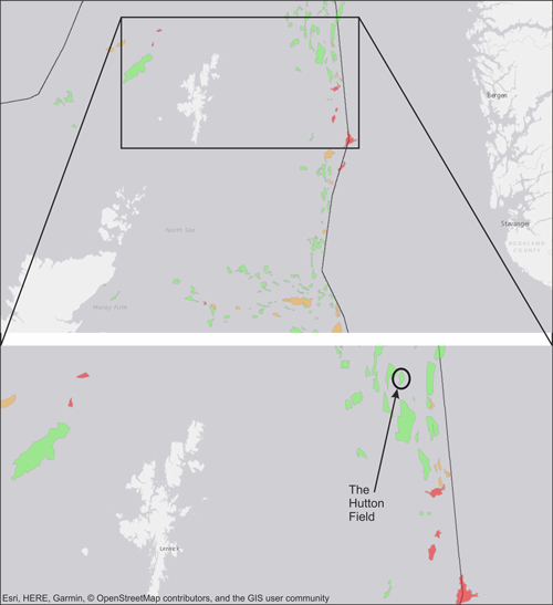 Location map of Hutton field.