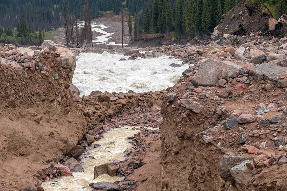 Riverbed after mudflow in the mountains. Photo credit kiwisoul.