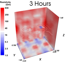 Animation 2. Resistivity isosurfaces were employed to visualise the evolution of the experiment in 4D.