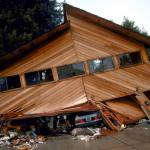 Damaged building following earthquake