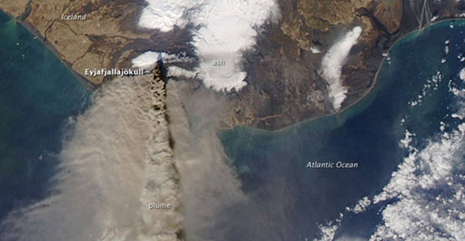 Eyjafjallajökull volcano ash plume, 2010