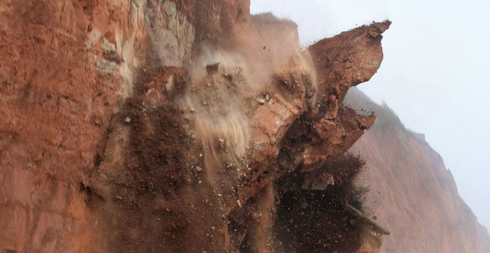 Rock fall landslide at Pennington Point, Sidmouth