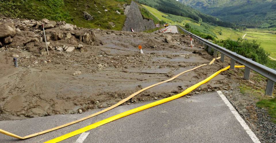 Debris flow landslide on the A83