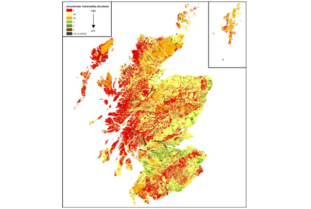 Groundwater vulnerabliity in Scotlan