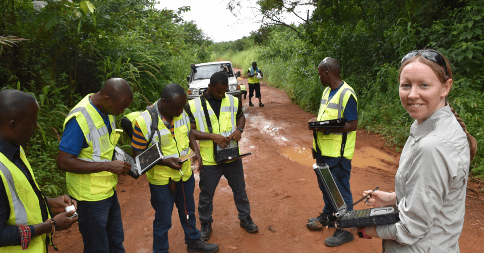 A BGS staff member undertaking fieldwork with the National Minerals Agency, Sierra Leone