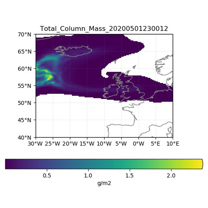 Volcanic particle deposition plot