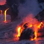 Lava from Kilauea on Hawaii flows into the ocean
