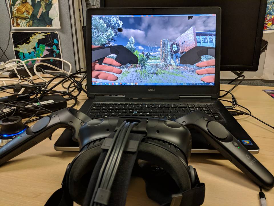 The 3DVS team is developing VR visualisations with hardware like the HTC Vive (pictured above) and Microsoft Hololens. Models for VR viewing can be deployed in websites like Sketchfab.